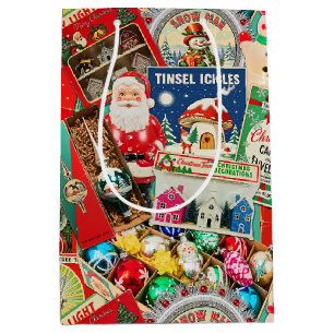 Retro Vintage Christmas Decorations II Medium Gift Bag