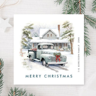 Retro Vintage Christmas Farm Truck Greeting Holiday Card