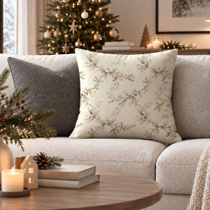 Retro Vintage Christmas Greenery Decorative Pillow