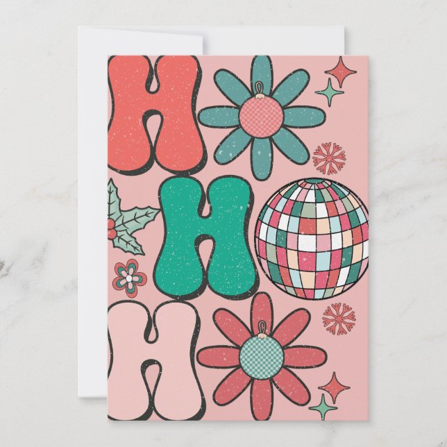 Retro Vintage Christmas HoHoHo Phot Family Holiday Card (Front)