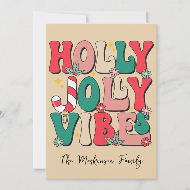 Retro Vintage Christmas HoHoHo Photo Family Holiday Card (Front)