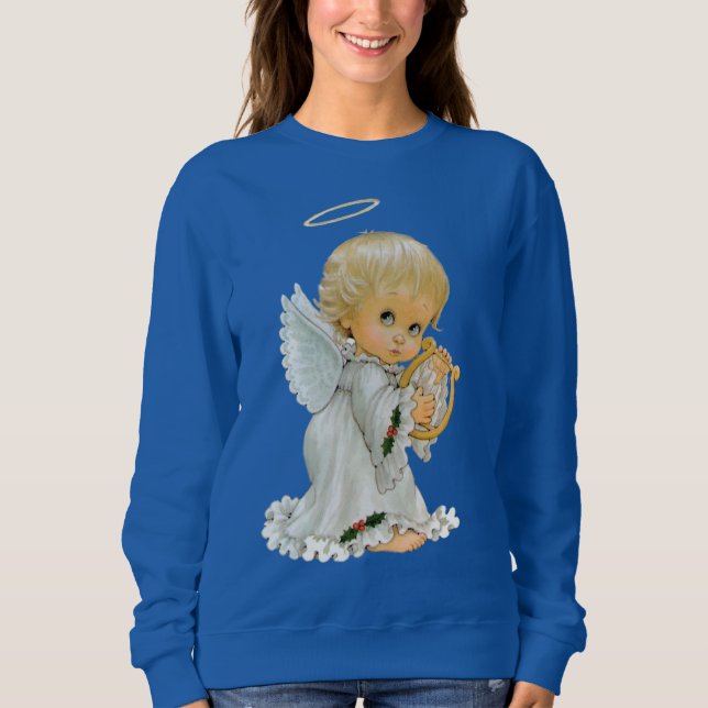 Retro Vintage Christmas Holiday Angel sweatshirt (Front)