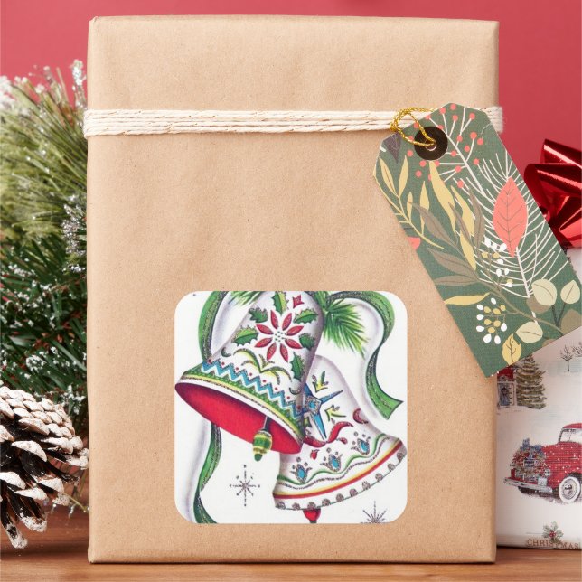 Retro vintage christmas holiday bells sticker (Holiday)