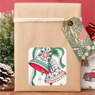 Retro vintage christmas holiday bells sticker