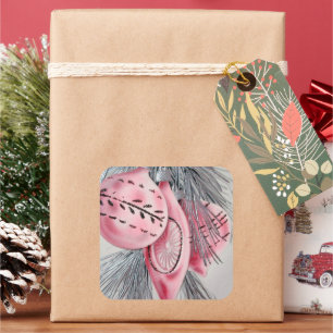 Retro vintage Christmas Holiday bulbs sticker