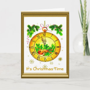 Retro Vintage Christmas, It's Christmas time Holiday Card