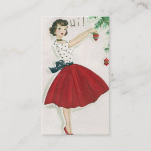 Retro Vintage Christmas lady add message card
