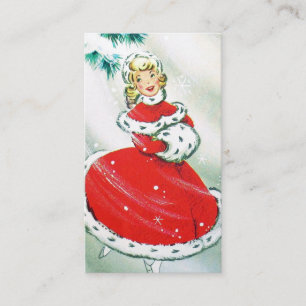 Retro Vintage Christmas lady add message card