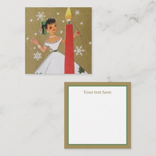 retro vintage Christmas lady add text  Card (Front/Back)