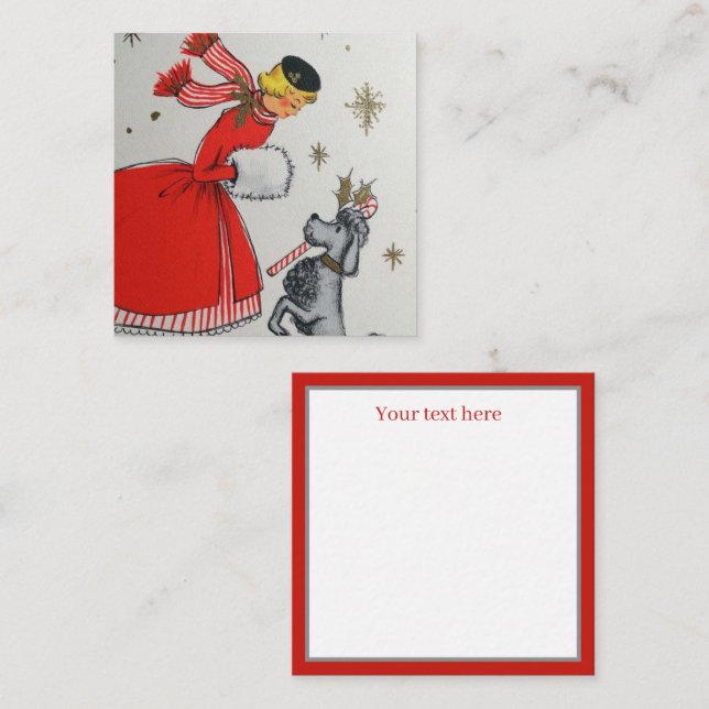 retro vintage Christmas lady add text  Card (Front/Back)