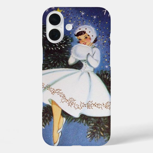 Retro Vintage Christmas lady Case-Mate iPhone Case (Back)