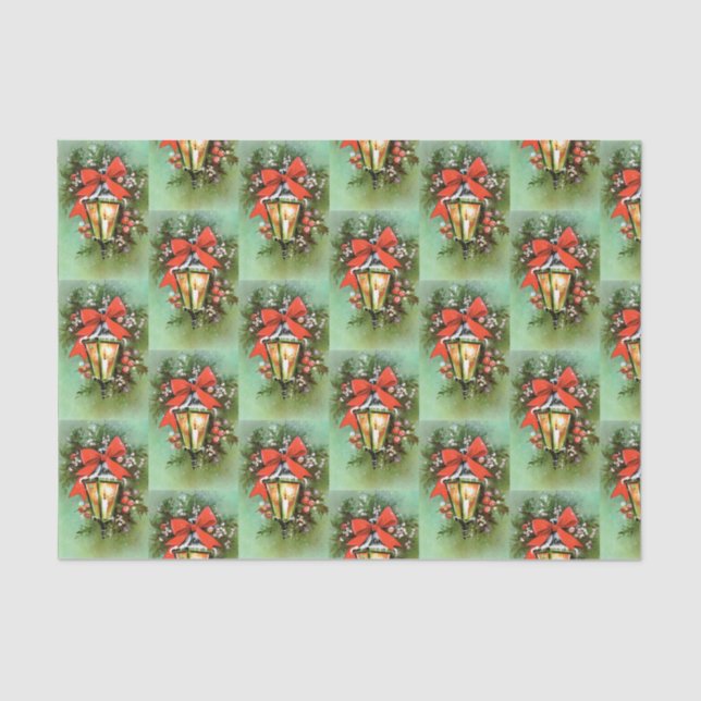 Retro Vintage Christmas lamp pattern tissue Paper (Front)