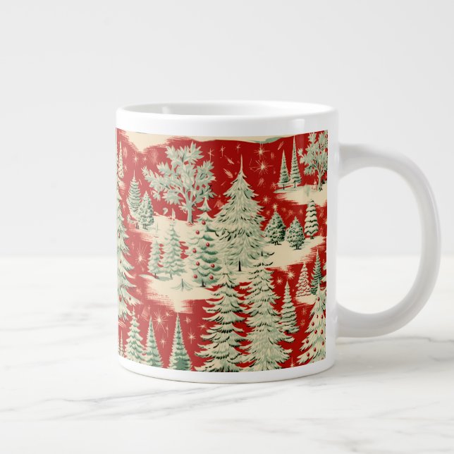 Retro Vintage Christmas Landscape Large Coffee Mug (Right)