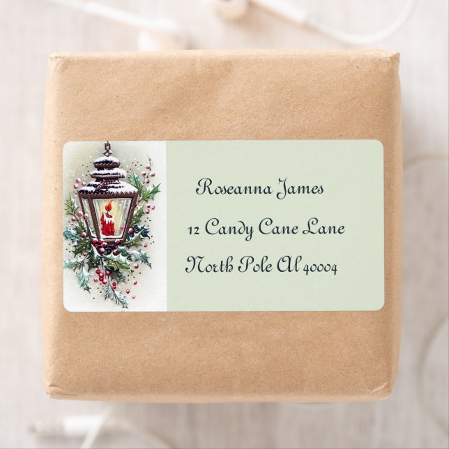 retro vintage Christmas lantern Holiday label  (Insitu)