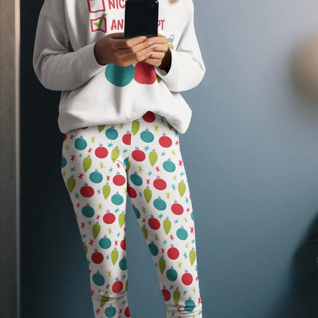 Retro Vintage Christmas Ornaments Patterned Leggings (Creator Uploaded)