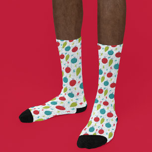 Retro Vintage Christmas Ornaments Patterned Socks