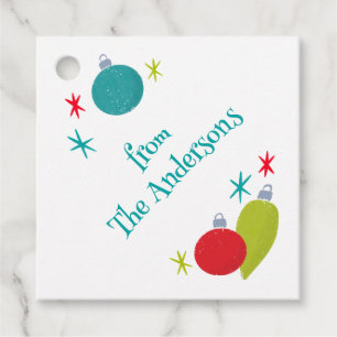 Retro Vintage Christmas Ornaments Personalised Favour Tags