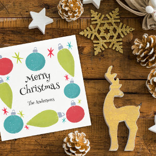 Retro Vintage Christmas Ornaments Personalized Napkin