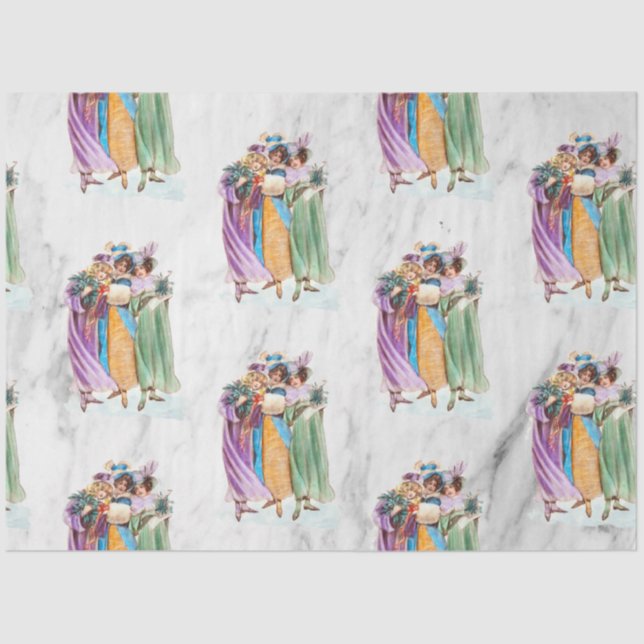 Retro Vintage Christmas Party Ladies   Tissue Paper (Front)