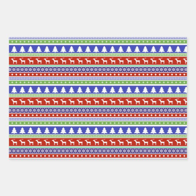 Retro Vintage Christmas Pattern Wrapping Paper Sheet (Front)