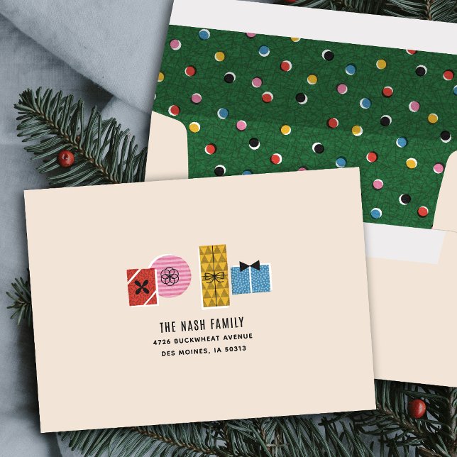 Retro Vintage Christmas Presents Holiday Envelope (Creator Uploaded)