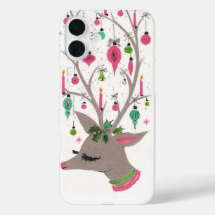 Retro Vintage Christmas reindeer iPhone 16 Plus Case
