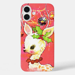 Retro vintage Christmas reindeer iPhone 16 Plus Case