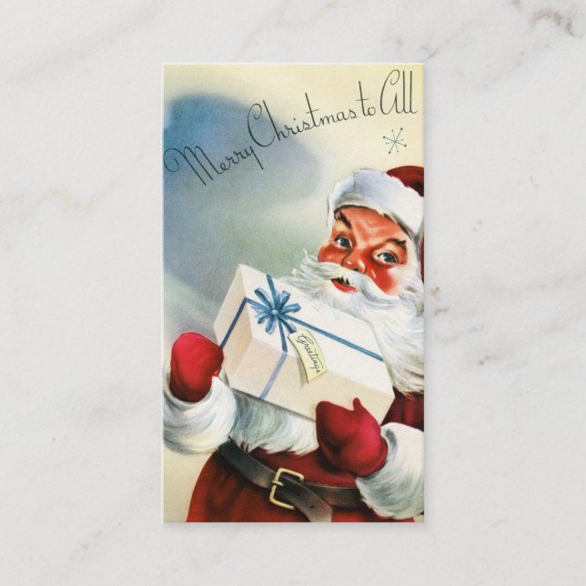 Retro Vintage Christmas Santa add message card (Front)
