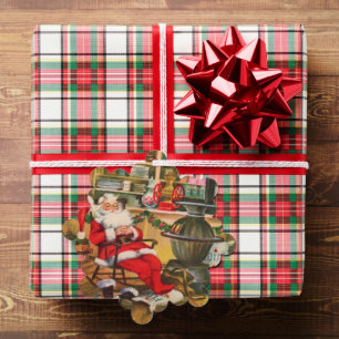 Retro vintage Christmas Santa add message Tree Decoration Card
