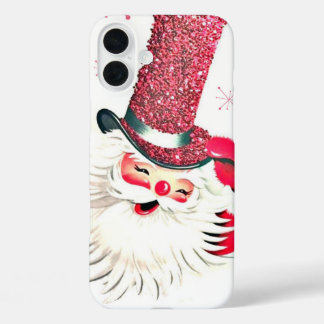Retro Vintage Christmas Santa iPhone 16 Plus Case