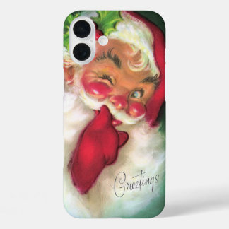 Retro vintage Christmas Santa iPhone 16 Plus Case