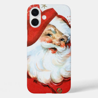 Retro vintage Christmas Santa iPhone 16 Plus Case