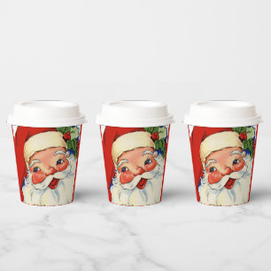 retro vintage Christmas Santa Holiday Paper Cup