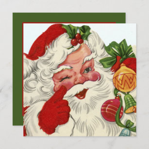 retro vintage Christmas Santa Holiday party Invitation