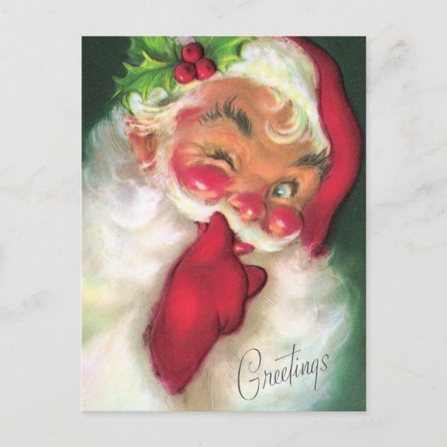 retro vintage Christmas Santa  Holiday Postcard (Front)