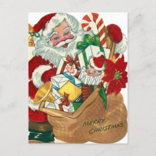retro vintage Christmas Santa Holiday Postcard