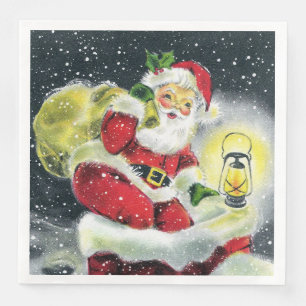 retro vintage Christmas Santa  Napkin