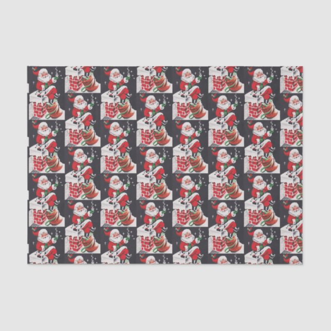 Retro Vintage Christmas Santa party tissue Paper (Front)