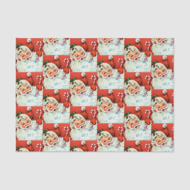 retro Vintage Christmas Santa party tissue Tissue Paper (Front)
