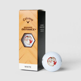 retro vintage Christmas Santa reindeer Holiday Golf Balls