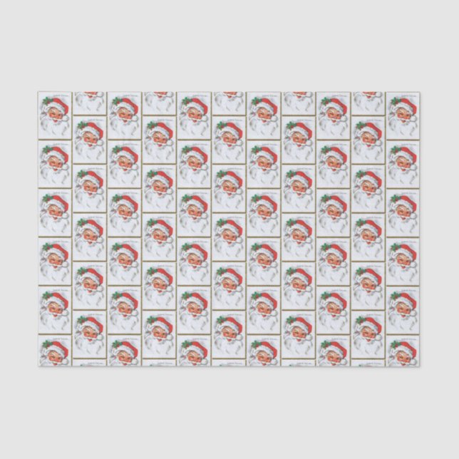 retro vintage Christmas Santa tiled Tissue Paper (Front)