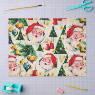 Retro Vintage Christmas Santas Style F2 Tissue Paper