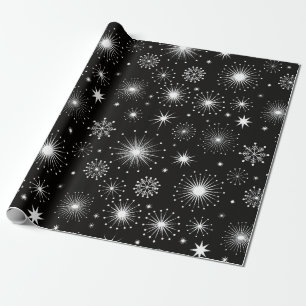 Retro Vintage Christmas Stars & Snowflakes Wrapping Paper