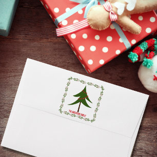 Retro Vintage Christmas Tree and Wreath Minimalist Envelope