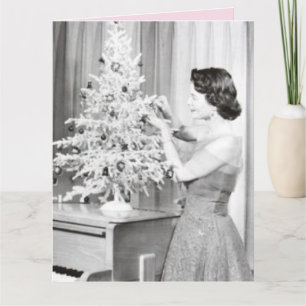 RETRO VINTAGE CHRISTMAS TREE Greeting Card