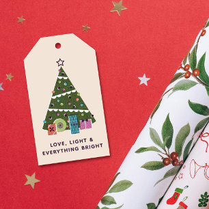 Retro Vintage Christmas Tree Presents Gift Tag
