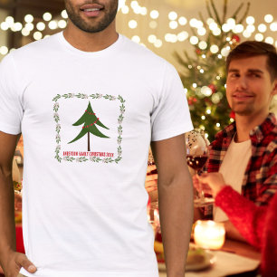 Retro Vintage Christmas Tree & Wreath Family Name T-Shirt
