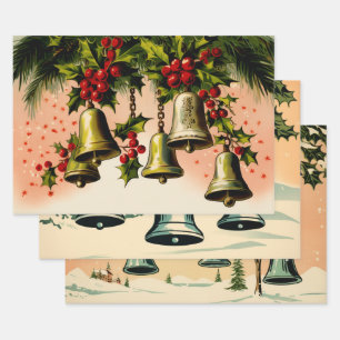 Retro Vintage Christmas Trio Style O Wrapping Paper Sheet