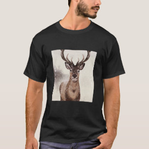 Retro Vintage Christmas Winter Deer Pattern T-Shirt