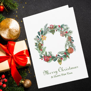 Retro Vintage Christmas Wreath & Ornaments Funny Card